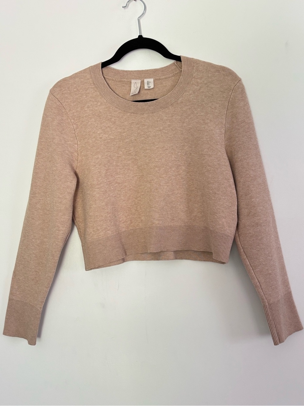 Joie Women's Cropped Crewneck Sweater Size Medium-Large Beige Neutral Cozy